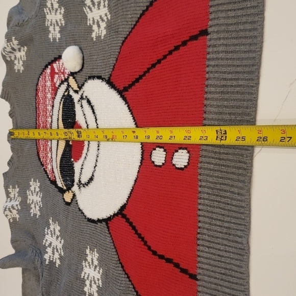 George Christ Sweater Santa Clause Men's Medium Grey Sequence Black Glasse - Picture 10 of 13